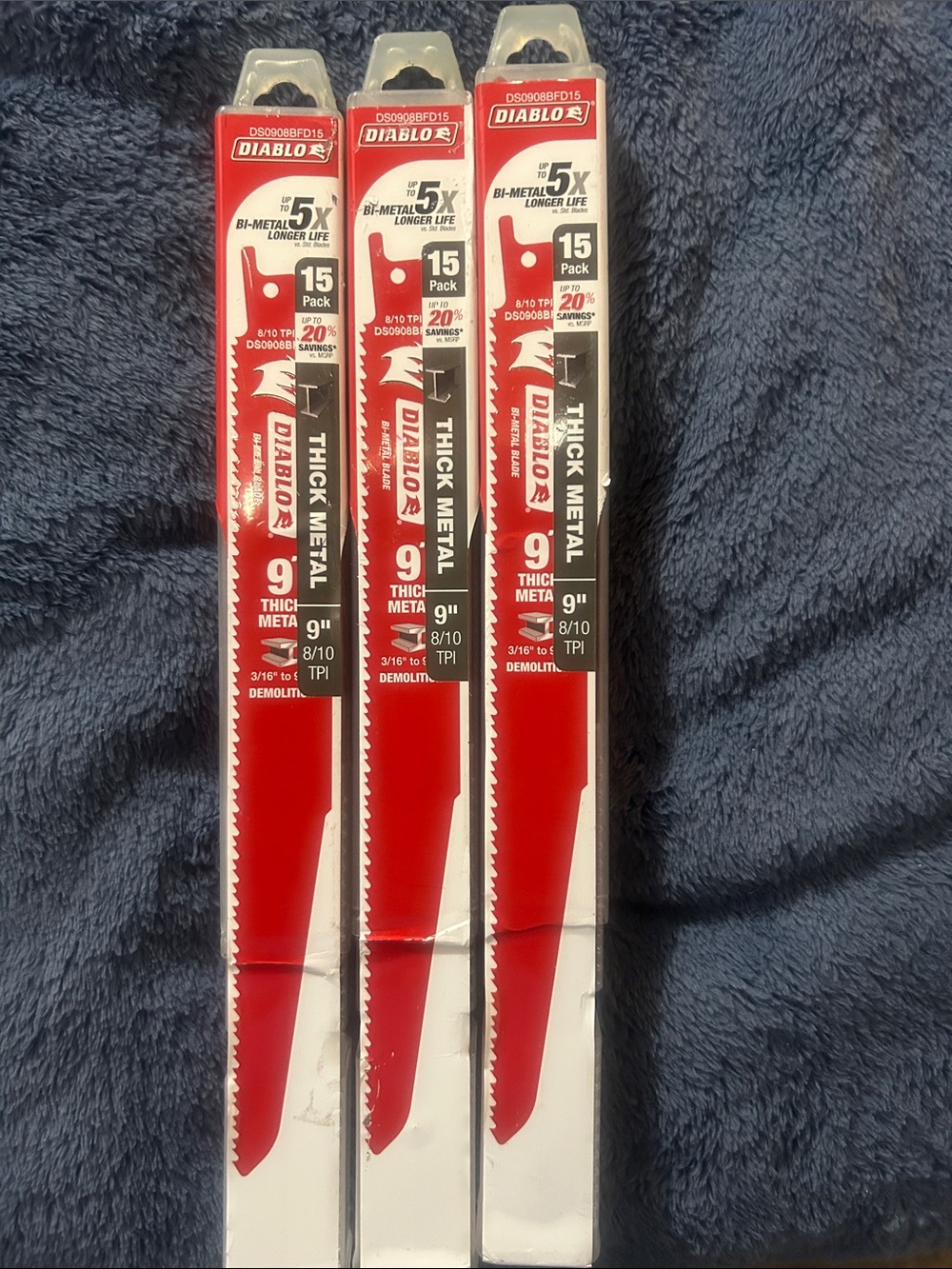 9" Thick Metal Reciprocating Saw Blades — Red (15 Pack) Home improvement